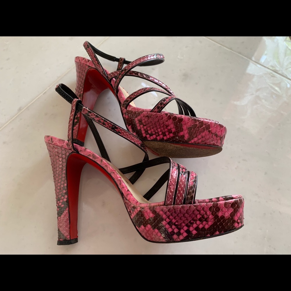 Christian Louboutin Fuchsia Snakeskin Sandals
